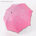 21 Inch Beautiful 3 Folding Promotional Cheap Change Color When Wet Umbrella Full Over Watermark Magic Umbrella